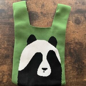 Charming Green and Black Panda Tote Bag